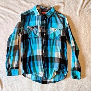Blue Plaid Flannel Shirt